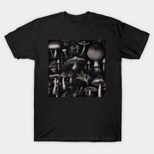 Vintage Mushroom Lithograph Victorian Pattern T-Shirt
